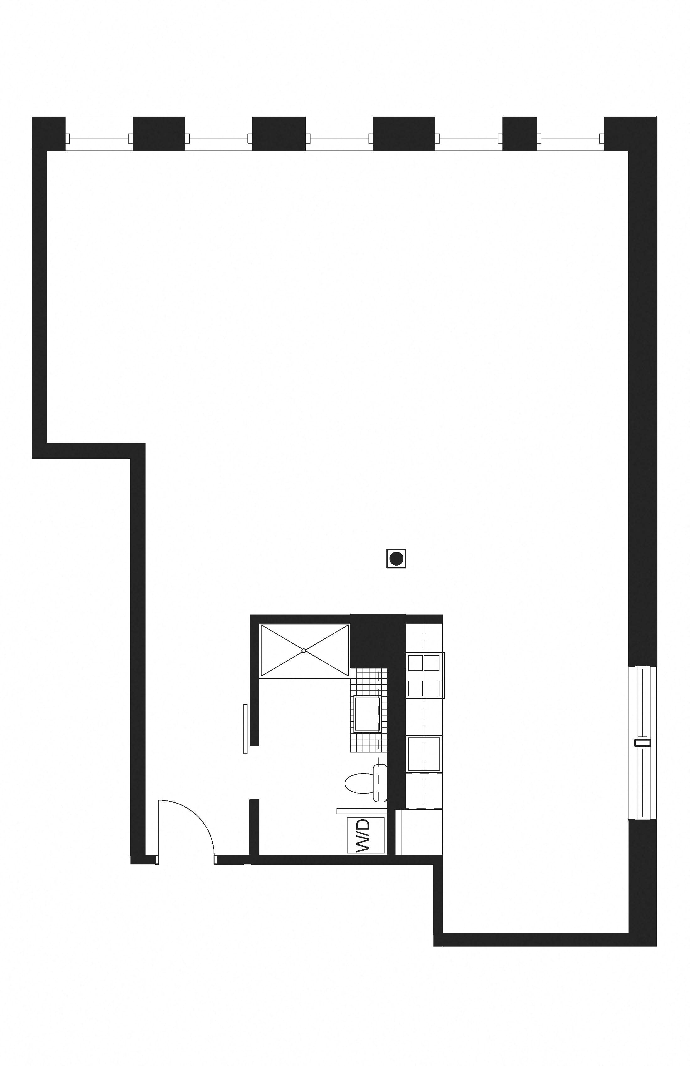 Floor plan for 1 bed, 1 bath, 1356 sqft